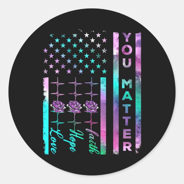 Suizidprävention Bewusstsein Sie Matter American F Runder Aufkleber (Vorderseite)