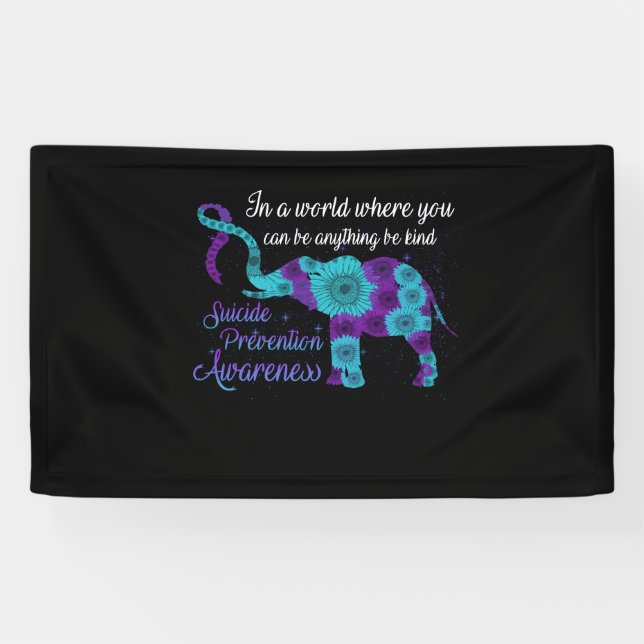Suizidprävention Bewusstsein Sonnenblumen-Elefant Banner (Horizontal)