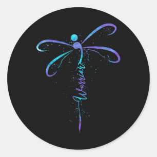 Suizidprävention Bewusstsein Warrior Dragonfly Sem Runder Aufkleber