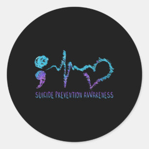 Suizidprävention Bewusstsein Woche Shirt Herzschla Runder Aufkleber