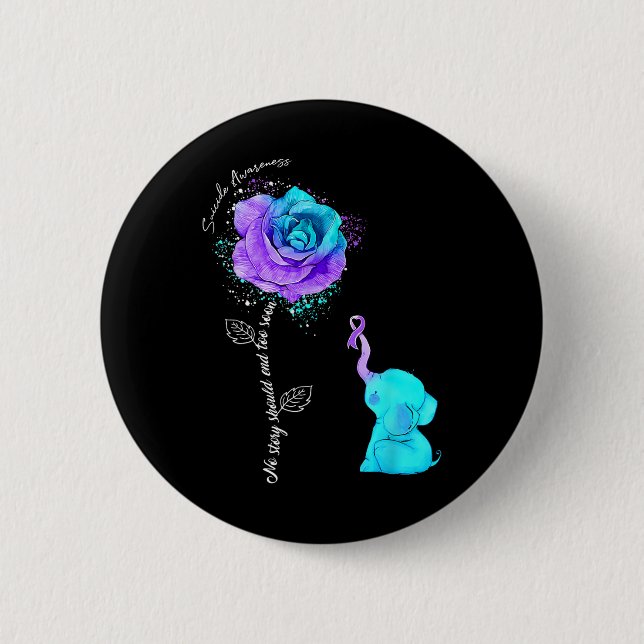 Suizidprävention Blume Elephant Ribbo Button (Vorderseite)