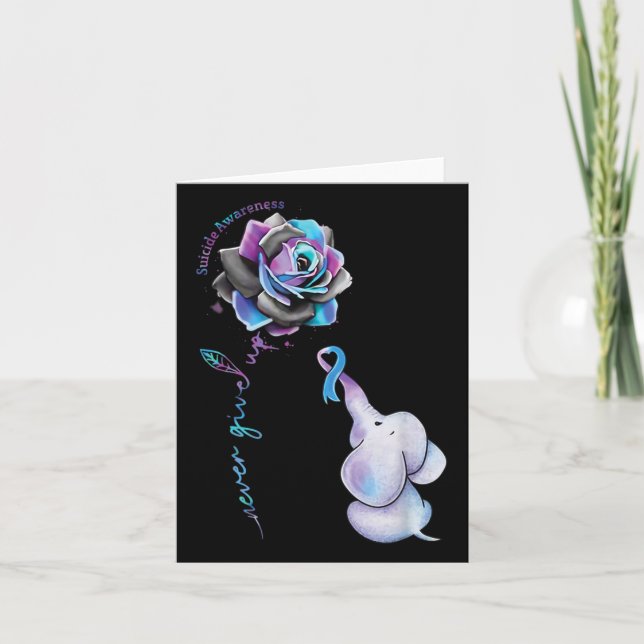 Suizidprävention Blume Elephant Ribbo Karte (Vorderseite)