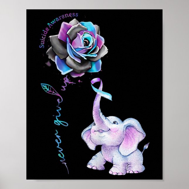 Suizidprävention Blume Elephant Ribbo Poster (Vorne)