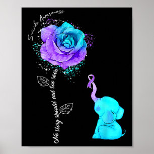 Suizidprävention Blume Elephant Ribbo Poster