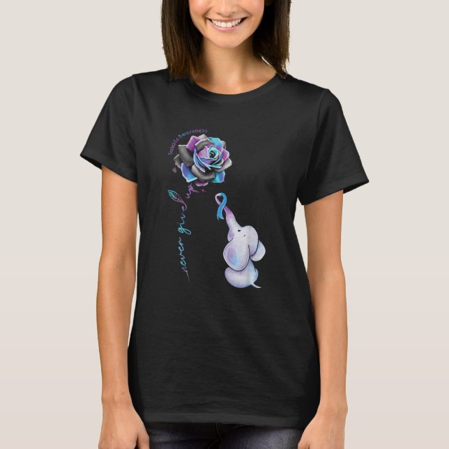 Suizidprävention Blume Elephant Ribbo T-Shirt (Vorderseite)