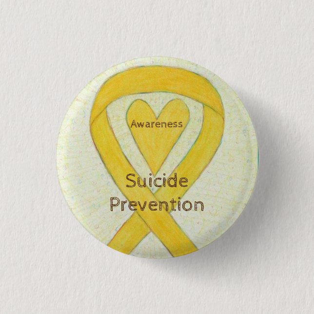 Suizidprävention Gelbe Bewusstseinsbildung Buttone Button (Vorderseite)