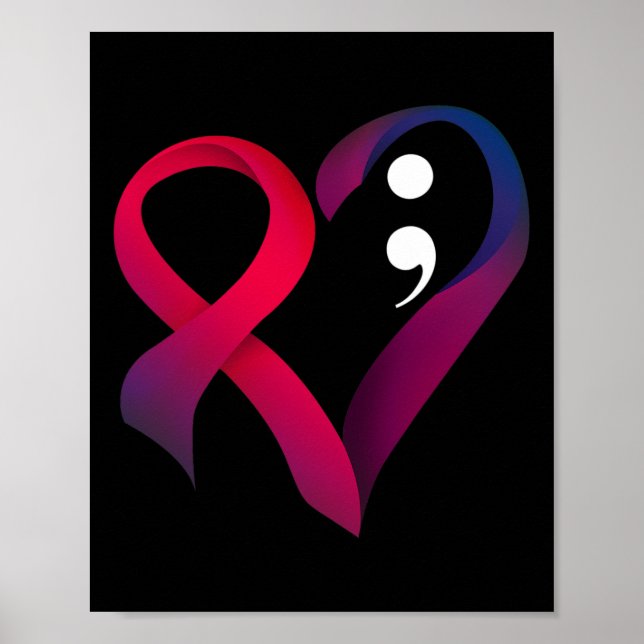 Suizidprävention Herz Semicolon Psychische Gesundh Poster (Vorne)
