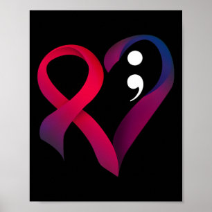 Suizidprävention Herz Semicolon Psychische Gesundh Poster