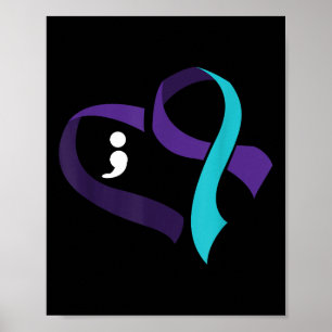 Suizidprävention Herz Semicolon Psychische Gesundh Poster