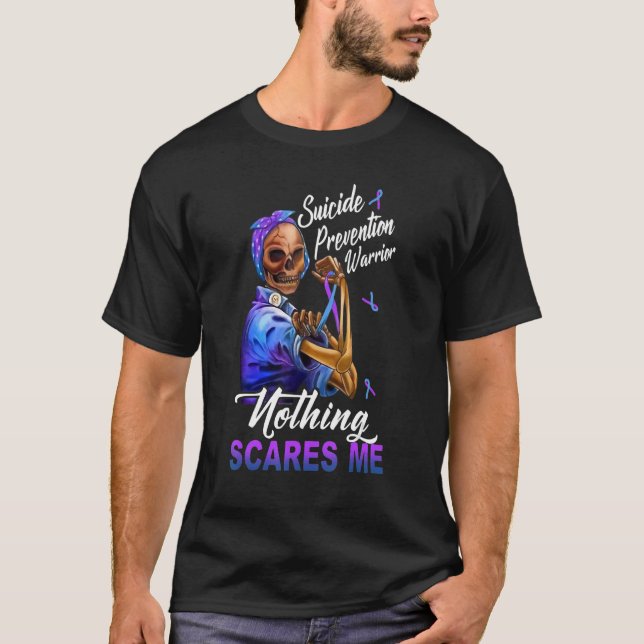 Suizidprävention Krieger Nichts stört mich Schädel T-Shirt (Vorderseite)