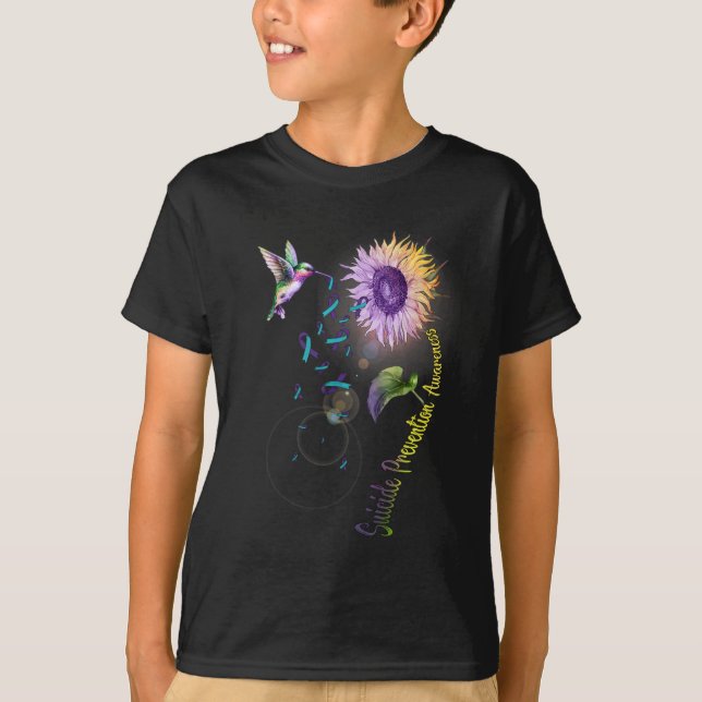 Suizidprävention Sonnenblumen Hummingbird T-Shirt (Vorderseite)