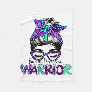 Suizidprävention Warrior Messy Bun Suicide Aware Fleecedecke