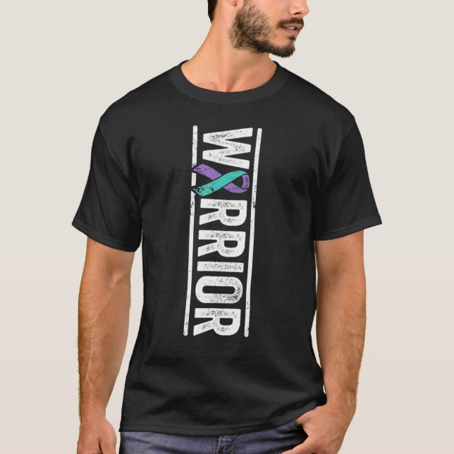 Suizidprävention Warrior Sideways Awareness Rib T-Shirt (Vorderseite)
