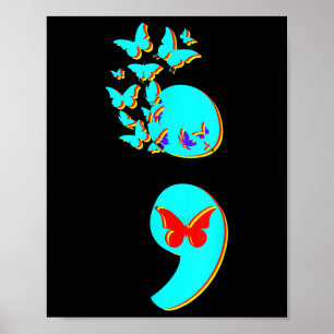 Suizidprävention - Zitat Semicolon, Semi Poster