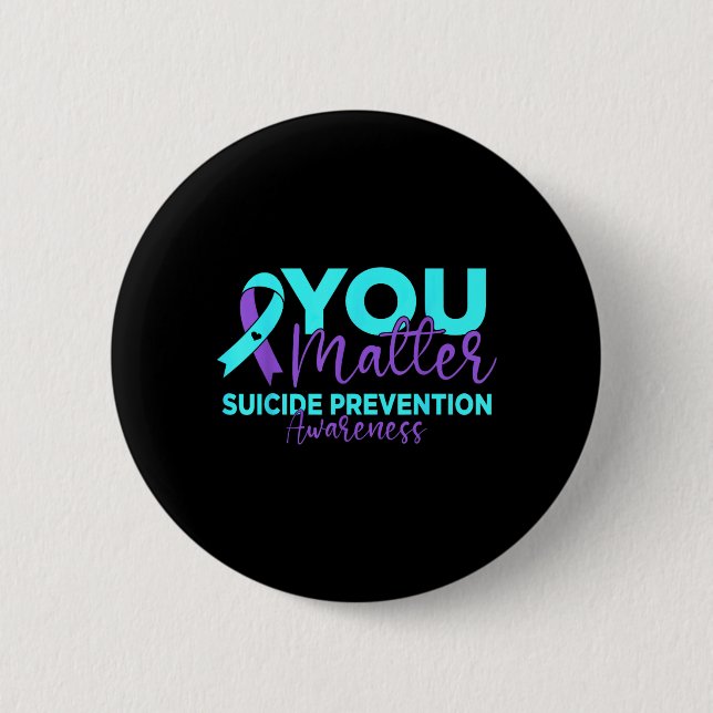 Suizidpräventions-Bewusstsein Teal Purple Ribbon Button (Vorderseite)