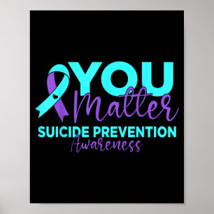 Suizidpräventions-Bewusstsein Teal Purple Ribbon Poster