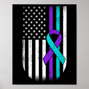 Suizidpräventionsbewusstsein Amerikanische Flagge Poster
