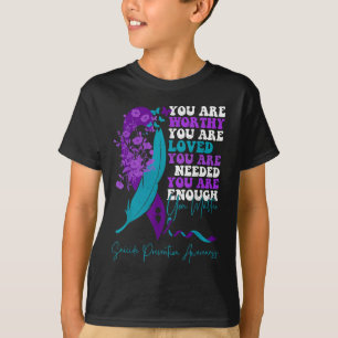 Suizidpräventionsbewusstsein Teal Purple Ribbon Yo T-Shirt