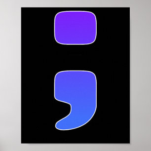 ; Suizidschmerzen Semicolon Suizidprävention Aware Poster