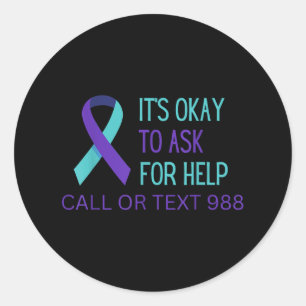 Suizidverhütung 988 Hotline Shirt 988 Suizid C Runder Aufkleber