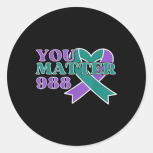 Suizidverhütung 988 You Awareness Ribbon Runder Aufkleber