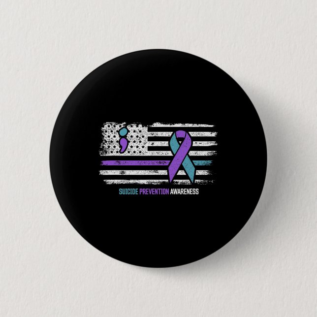 Suizidverhütung Amerikanische Flagge Selbstmordbew Button (Vorderseite)