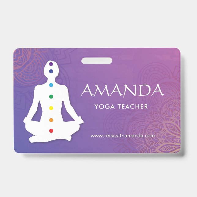 Sukhasna Pose Lila Mandala Chakra Abzeichen Ausweis (Front)