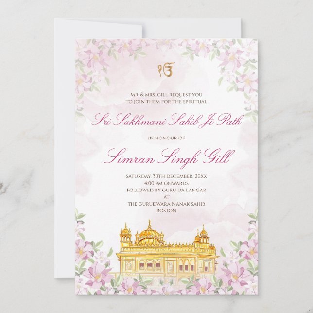 Sukhmani Sahib Digitale Einladung Akhand Path (Vorderseite)