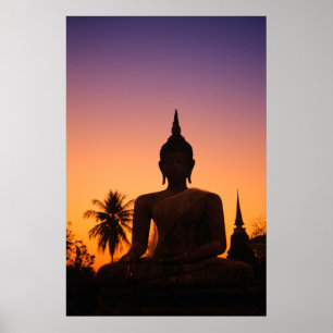 Sukhothai, Wat Mahathat At Sunset Poster