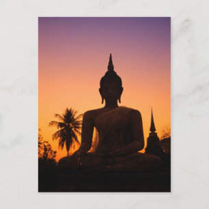 Sukhothai, Wat Mahathat bei Sonnenuntergang Postkarte