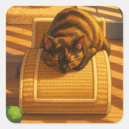 Suki's Sunny Nap Quadratischer Aufkleber