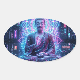 Sukiti Buddha Moderner Dhamma-Aufkleber Ovaler Aufkleber
