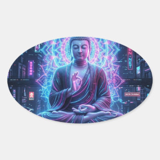 Sukiti Buddha Moderner Dhamma-Aufkleber Ovaler Aufkleber
