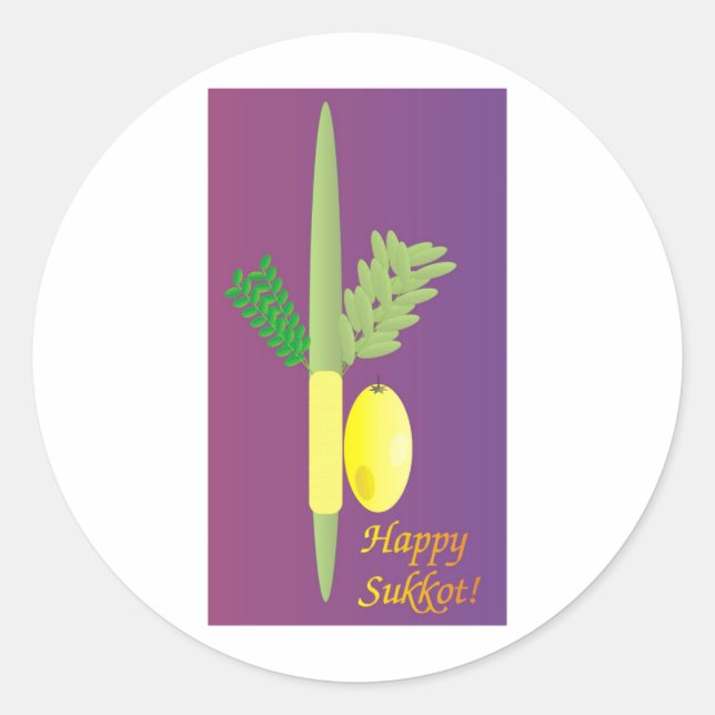 Sukkot 4 Minuten Runder Aufkleber (Vorderseite)