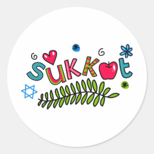 Sukkot Juwish Holiday Text Runder Aufkleber