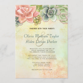 Sukkuläre Hochzeit von Wasserfarben - Option 2 Einladung