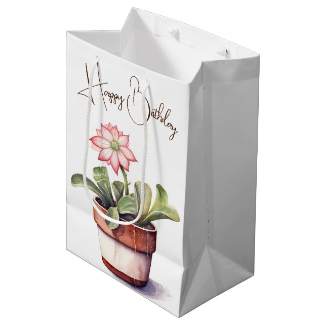 Sukkuläre Pflanze mit Blume Mittlere Geschenktüte (Vorderseite Schrägansicht)