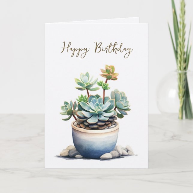 Sukkuläre Pflanze mit Stones Geburtstag Karte (Vorderseite)