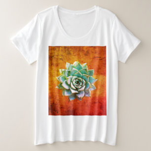 Sukkuläre Wasserfarbe auf orangefarbenem Rost Große Größe T-Shirt