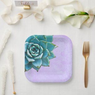 Sukkuläre Wasserfarbe Lavendel Pappteller