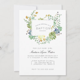 Sukkulärer Garten | Floral Watercolor Taufe Einladung