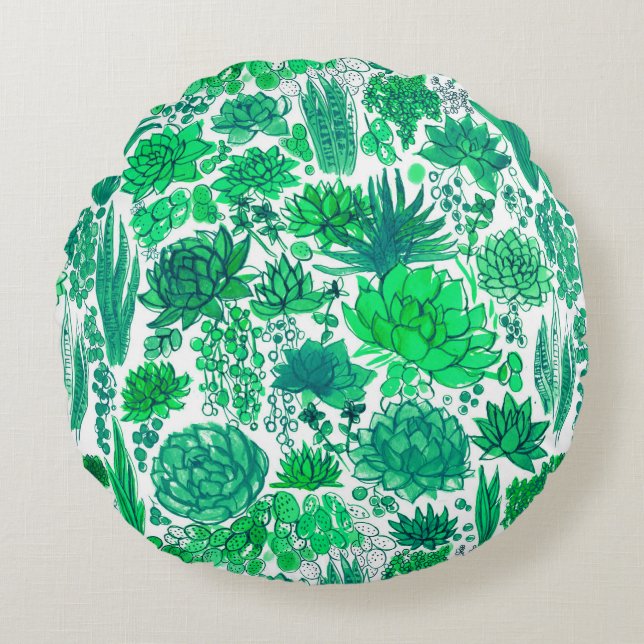 Sukkulärer Garten Rundes Kissen (Vorderseite)