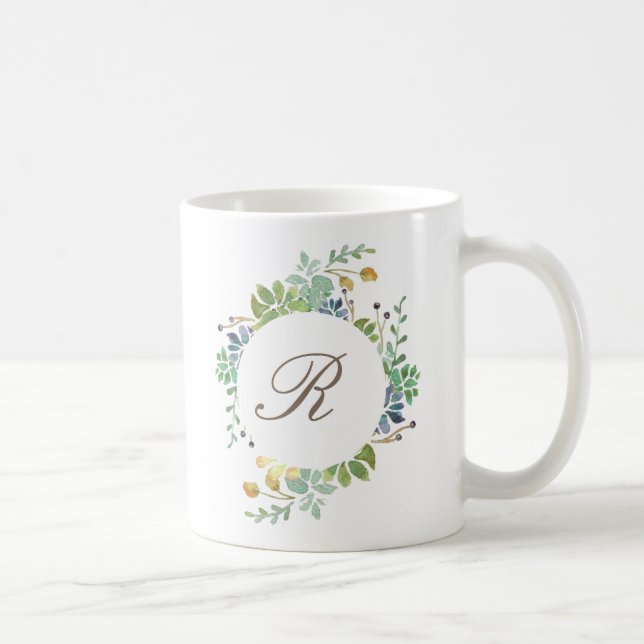 Sukkulärer Garten Wasserfarbe | Ursprünglich Kaffeetasse (Rechts)