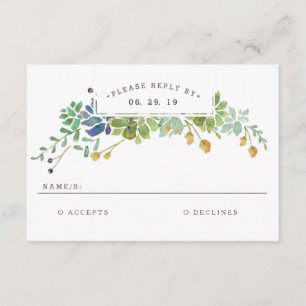Sukkulärer Garten Watercolor Wedding RSVP Karte