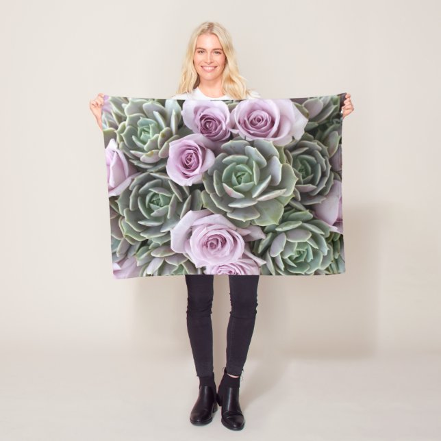 Sukkuläres Echeverias und Rose Fleece Blanket (Beispiel)
