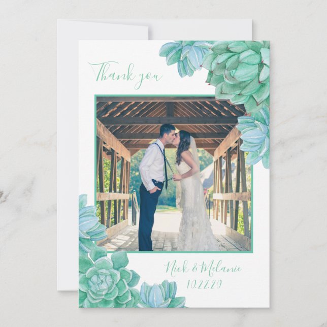 Sukkuläres Foto danke + Raum für schriftliche Noti Mitteilungskarte (Vorderseite)