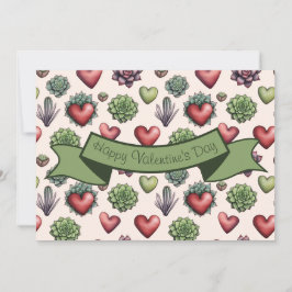 Sukkuläres Herz Wasserfarben Valentinstag Muster Feiertagskarte