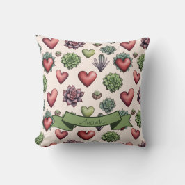 Sukkuläres Herz Wasserfarben Valentinstag Muster Kissen