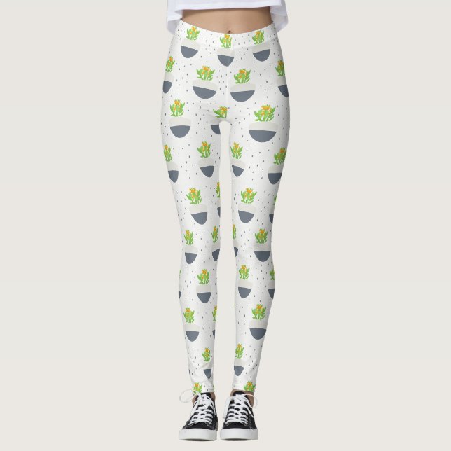 Sukkuläres Kalanchoe Pflanze Mama Muster Leggings (Vorderseite)