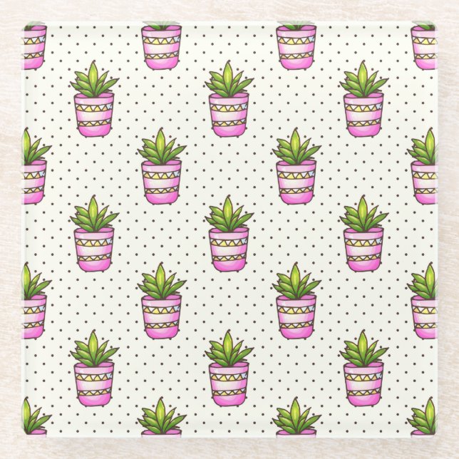 Sukkuläres Polka-Dot-Muster Glasuntersetzer (Vorderseite)